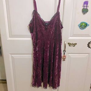 Purple Velvet Crystal Charm Dress